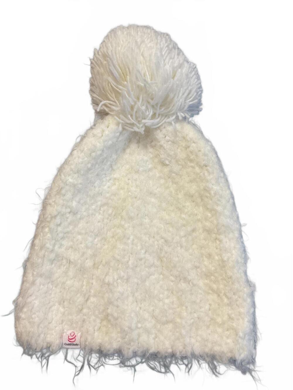 Cozy White Knit Pom-Pom Hat by Cuddl Duds